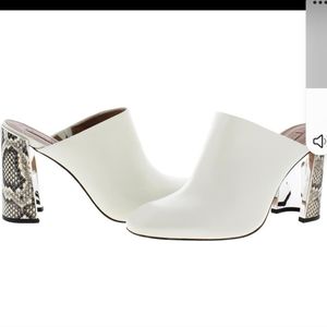 BCB MaxAzria Blanche Ivory Heeled Mules Sz 40.5/10M Retail: $278